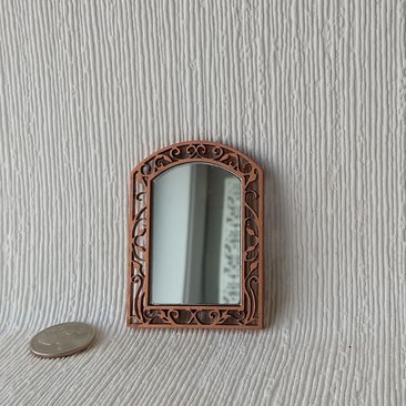 1: 12 Dollhouse accent mirror faux iron works mirror with framed intricate leaves and branches