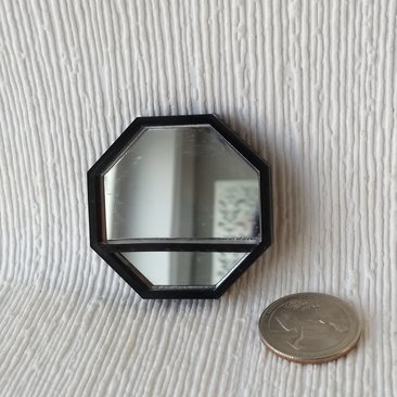 1:12 Dollhouse accent mirror Octagon mirror with clear acrylic shelf