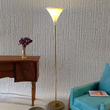 1:12 Dollhouse floor lamp Mid-century styled tulip torchiere lamp MCM retro style floor lamp Battery operated with external wires