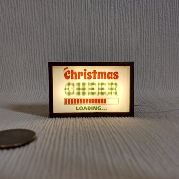 1:12 dollhouse Christmas light box Battery operated holidays cheer meter box Dollhouse holidays light up decor with top walnut frame