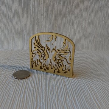 1:12 Dollhouse golden fireplace screen with rising phoenixes Faux wrought iron single panel fireplace screen Goldem finish