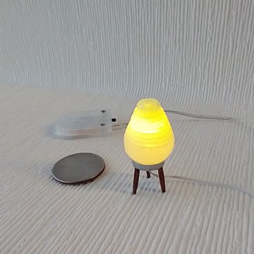 1:12 Dollhouse beehive lamp Mid-century inspired atomic tripod lamp Battery operated LED lamp Retro style accent lamp REF Jade like