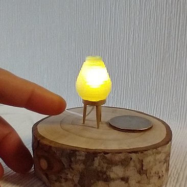 1:12 Dollhouse beehive lamp Mid-century inspired atomic tripod lamp Battery operated blue LED lamp Retro style table lamp REF Aqua blue