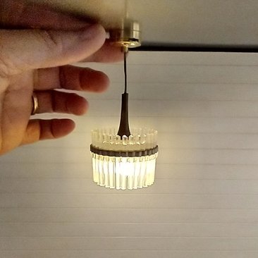 1:12 dollhouse Battery operated chandelier with clear acrylic drum shade Contemporary style chandelier