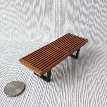 1:12 dollhouse miniature mid-century style coffee table Slats coffee table Platform bench Modern coffee table