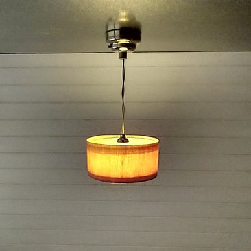 1:12 dollhouse battery operated pendant light with wood veneer Mid century inspired ceiling light