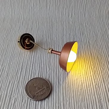 1:12 dollhouse miniature copper finish pendant light with white inner shade Battery operated MCM styled ceiling light Price is for EACH