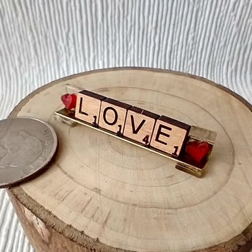 1:12 Dollhouse miniature scrabble tiles LOVE sign for table top or mantel LOVE sign all-season decor