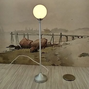 RESERVED 1:12 Dollhouse battery operated globe floor lamp Mid-century styled globe lamp White orb floor lamp