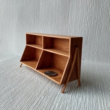 RESERVED 1:12 Dollhouse mid-century styled book case or display case in cherry wood Accessories not included