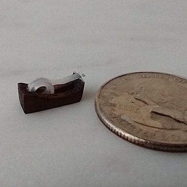 RESERVED 1:12 scale miniature walnut tape dispenser Desktop accessory Stationery item