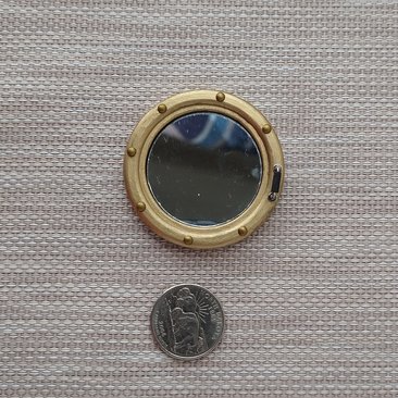 1:12 dollhouse porthole accent mirror Porthole wall mirror Beach cottage accessory Industrial style mirror - golden porthole