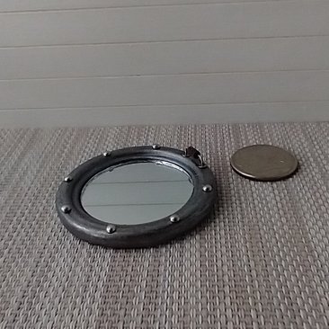 1:12 dollhouse porthole accent mirror Porthole wall mirror Beach cottage accessory Industrial style mirror - gunmetal porthole