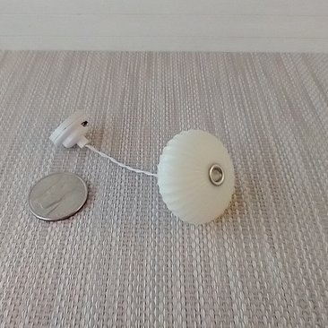 1:12 dollhouse miniature white flat round pendant light with ridges Battery operated mid-century inspired ceiling light MCM styled light