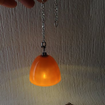 Charity sale item 1:6 or play scale ceiling light in orange MOD ceiling light for Barbie or 12-inch dolls Battery operated comes with chain and canopy