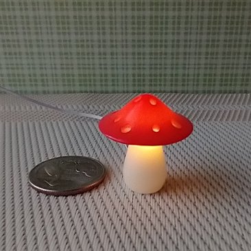 1:12 Dollhouse battery operated toadstool table lamp Kids lamp Novelty lamp Red mushroom lamp