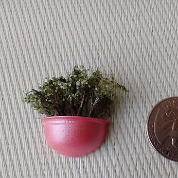 1:12 Dollhouse miniature wall planter with green plant REF Big pearlescent pink