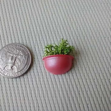 1:12 Dollhouse miniature wall planter with moss REF Small pink moss