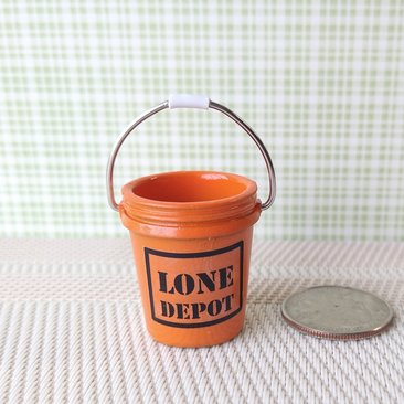 1:12 Dollhouse miniature all-purpose bucket equivalent to home center 5-gallon plastic bucket REF Orange
