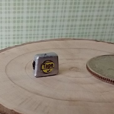 1:12 Dollhouse miniature tape measure for mini DIYer or garage workshop REF Silvery