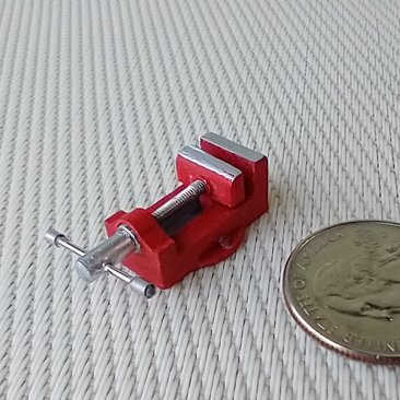 1:12 Dollhouse miniature vise Faux cast iron bench vise Drill press vise Woodworking vise for mini garage workshop REF Red