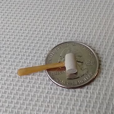 1:12 Dollhouse miniature mallet for mini DIYer or garage workshop REF Light wood stained handle