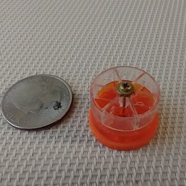 1:12 dollhouse miniature lazy Susan tools holder Spinnable desktop tools organizer in clear and orange acrylic Accessories NOT included
