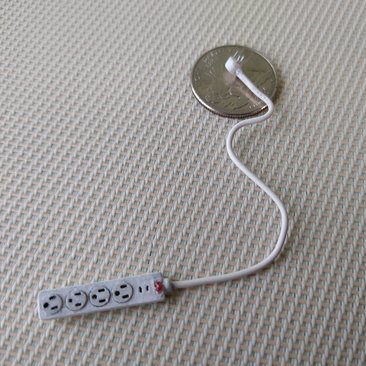 1:12 dollhouse miniature power strip Four-outlet power strip two USB ports Price is PER unit REF white