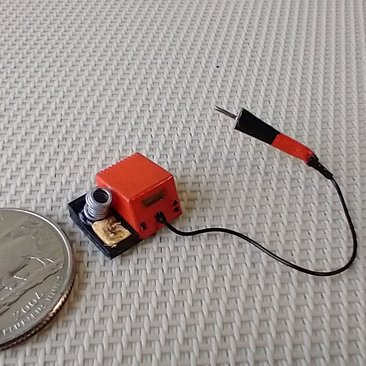 1:12 dollhouse miniature soldering iron with stand and faux digital display station (NON-working) REF Orange