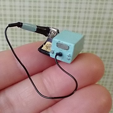 1:12 dollhouse miniature soldering iron with stand and faux digital display station (NON-working) REF Mint