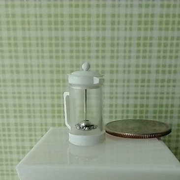 1:12 Dollhouse miniature French press coffee pot Miniature cafetiere REF White