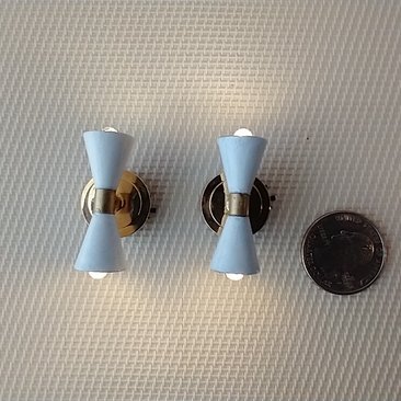 RESERVED 1:12 Dollhouse miniature double-cone sconces Battery operated LED miniature wall lamps Price is for a PAIR