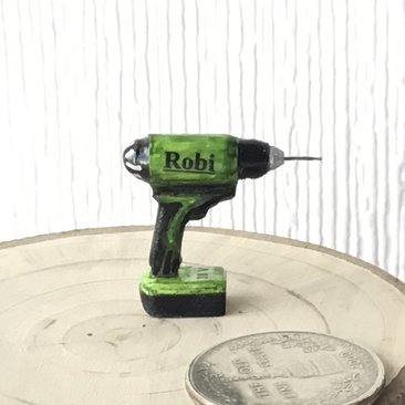 1:12 dollhouse power drill Miniature electric drill with faux rechargeable battery base and genuine micro drill bit