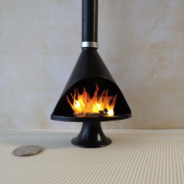RESERVED 1:12 Dollhouse miniature Mid century modern free standing fireplace MCM Black fireplace inspired by Malm fireplace Retro fireplace REF Black