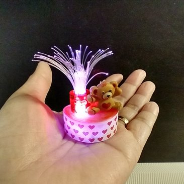 1:12 scale lighted fountain of love with slow color changing LED Battery operated miniature Valentine's light or table lamp for kids room