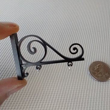 1:12 scale dollhouse hanging sign bracket Faux wrought iron scroll bracket Price is for ONE unit