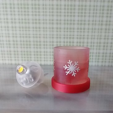1:12 Dollhouse miniature fall candle sleeve or battery lighted candle holder REF Golden and white snowflakes