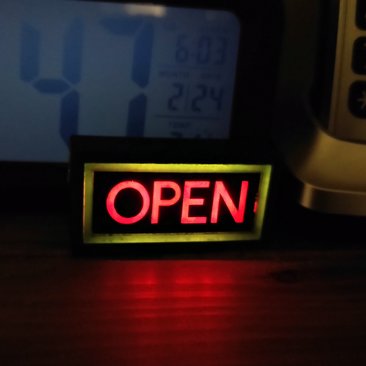 1:12 Dollhouse light up OPEN sign Battery operated store OPEN sign Free standing and no external wires