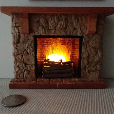 1:12 Dollhouse realistic light up firelogs insert with flickering flames Battery operated lit logs 1 unit Fireplace not included