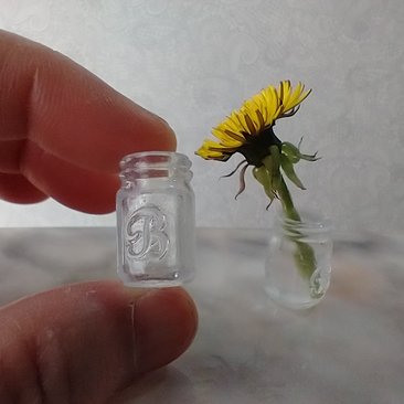1:12 Dollhouse miniature mason jar inspired glassware no handle DIY supply Price is for EACH REF Clear jar vase