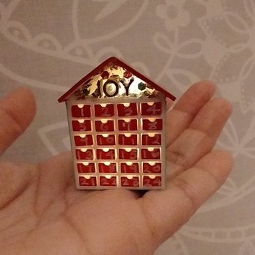 1:12 Dollhouse light up advent calendar with JOY sign above the twenty-four openable drawers Battery operated miniature holiday LEDs decor No external wires