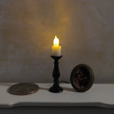 1:12 Dollhouse slender candlestick with flickering flame Battery operated light up candle battery operated candle REF Small