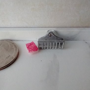1:12 Dollhouse kitchen sink sponge holder with faux suction cup comes with one pink sponge Brush sold separately