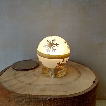 1:12 Dollhouse holiday light up globe ornament Free standing frosted globe Christmas ornament Battery operated holiday light REF Golden snowflakes