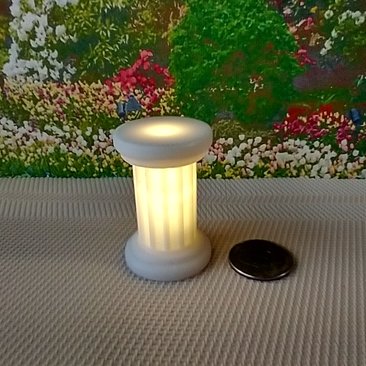 1:12 Dollhouse garden pedestal Battery operated lighted pedestal as plant stand or display stand or patio side table Price is for ONE unit REF Fluted