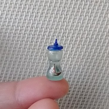 1:12 Dollhouse miniature blue sippy cup with sail boat decal REF Blue lid