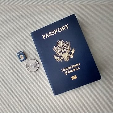 1:12 dollhouse miniature U.S. passport with four blank pages for you to stamp in your new adventures Price is for EACH