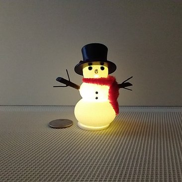 RESERVED 1:12 Dollhouse miniature light up snowman with removable hat Battery operated holiday decor REF Red scarf