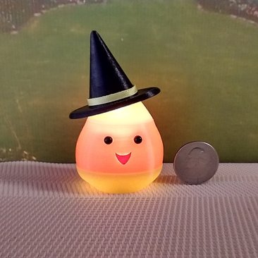 Dollhouse miniature lighted candy corn witch Battery operated Halloween decor for 1:12 or play scale REF Yellow hat trim B