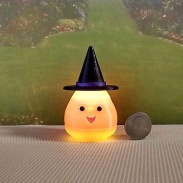 Dollhouse miniature lighted candy corn witch Battery operated Halloween decor for 1:12 or play scale REF Purple hat trim